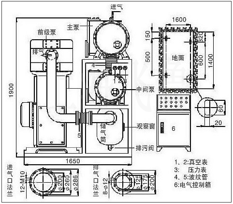 羅茨往復(fù)真空機組結(jié)構(gòu)圖