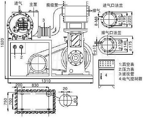 羅茨往復(fù)真空機組結(jié)構(gòu)圖