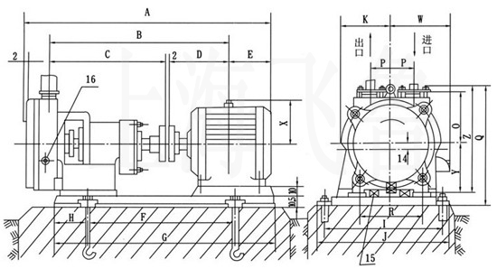 SZB型水環(huán)式真空泵安裝尺寸圖